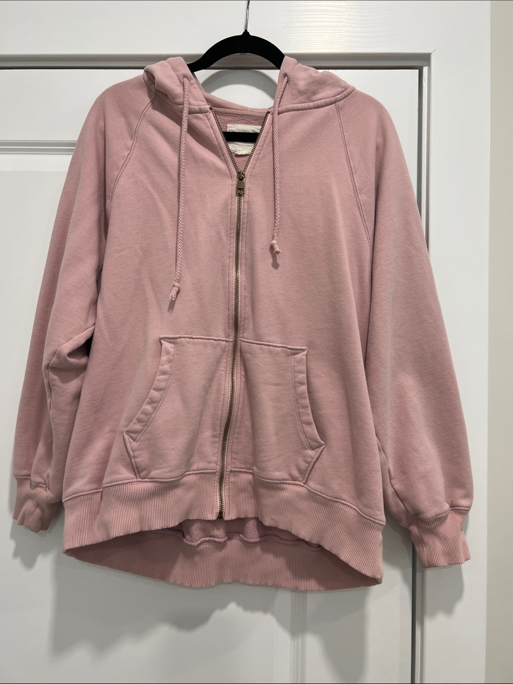 Blush Pink Zip-Up Hoodie with Front Pockets